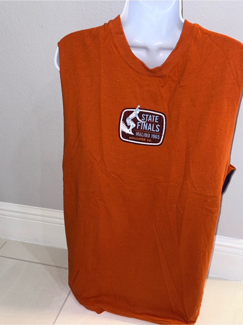 Hollister Orange Sleeveless Tank with 'State Finals' Patch